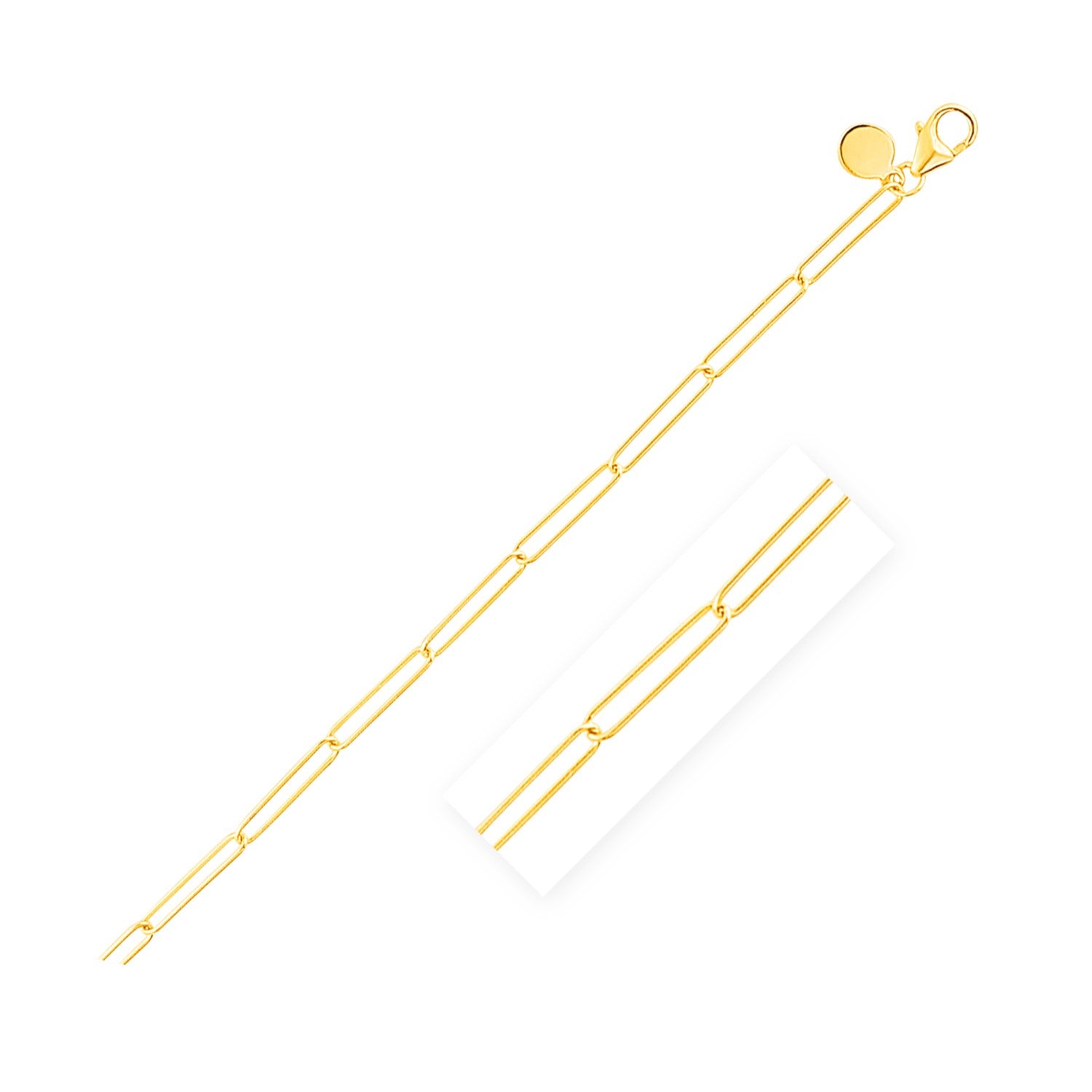 14k yellow gold modern wire paperclip chain featuring elegant links, perfect for layering or as a statement piece.