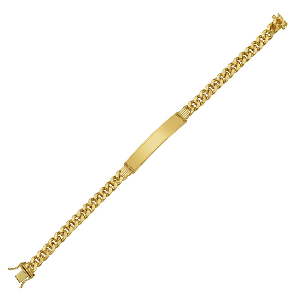 14k yellow gold Lite Cuban ID bracelet featuring elegant link design, perfect for sophisticated luxury jewelry lovers.