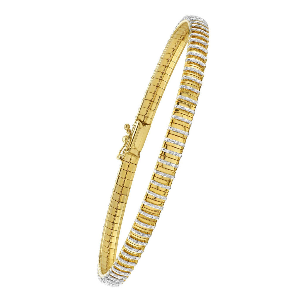 14k two-tone gold mini diamante bracelet featuring elegant diamond accents and a luxurious design.