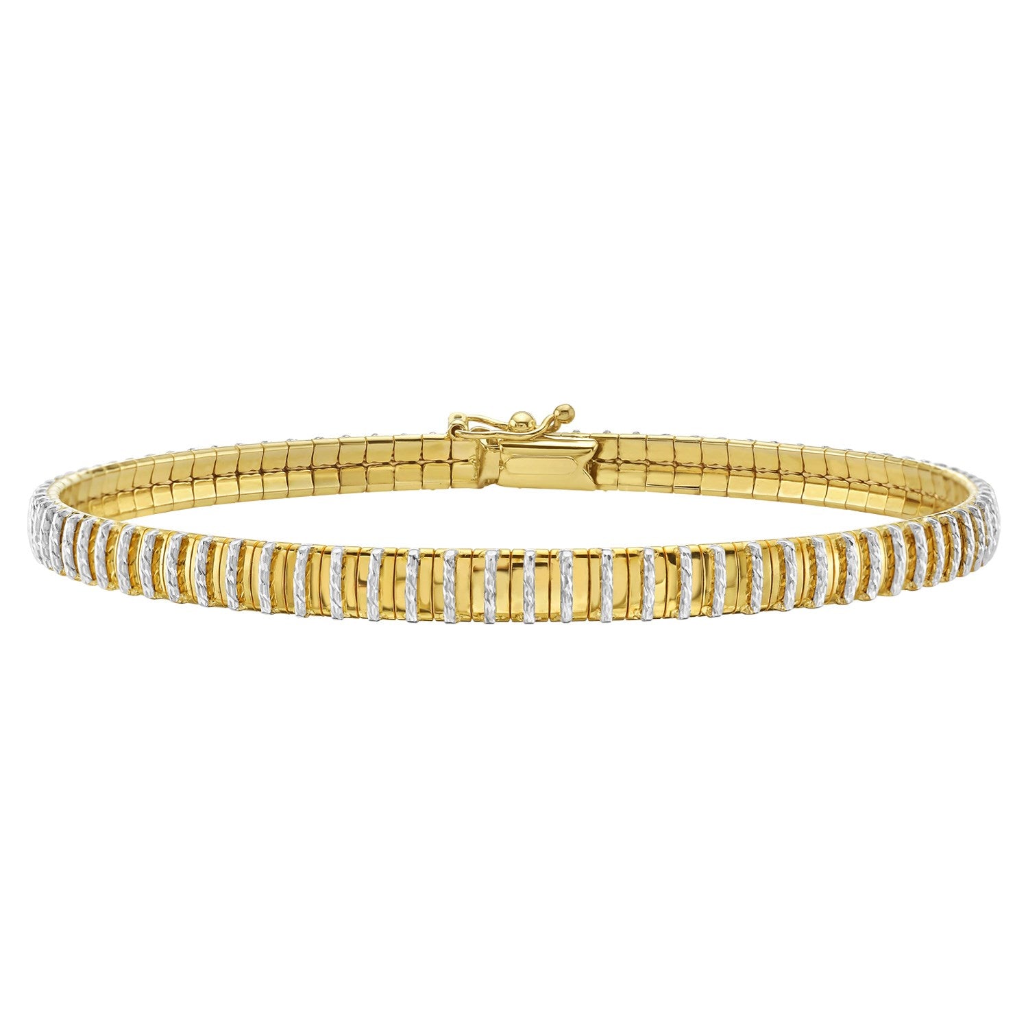 14k two-tone gold mini diamante bracelet featuring elegant diamond accents and a refined design.