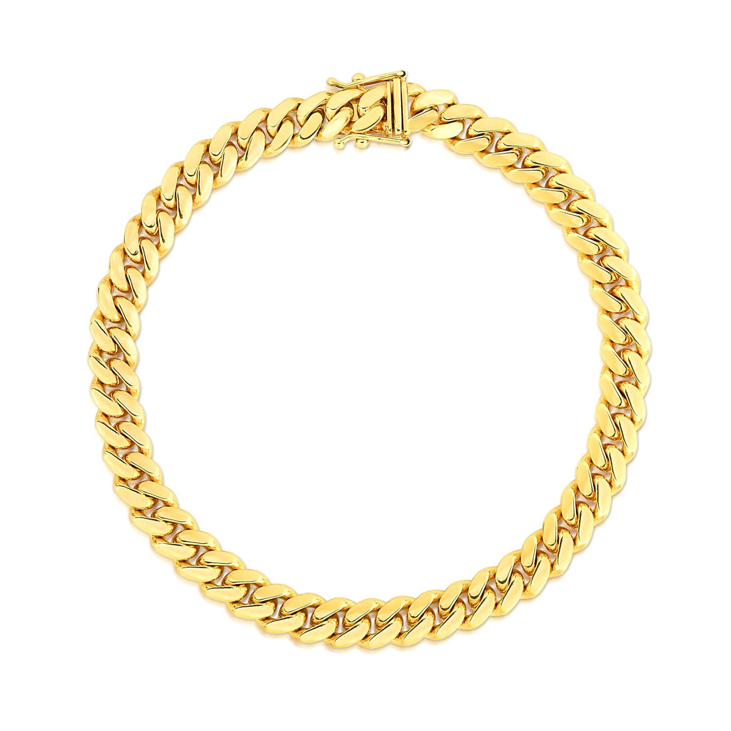 14k yellow gold classic Miami Cuban bracelet, 7.10 mm, featuring modern link design for a luxurious statement.