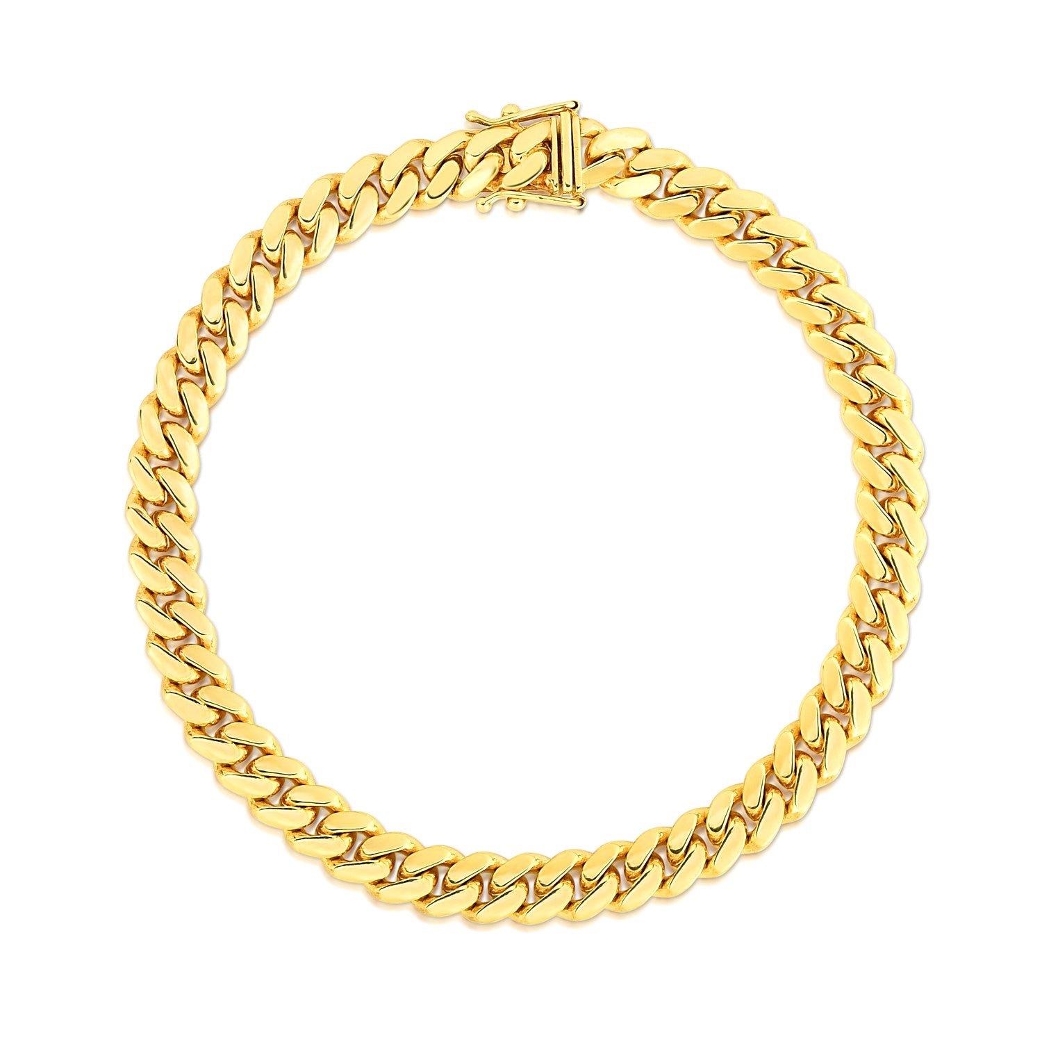 14k yellow gold classic Miami Cuban bracelet, 7.10 mm, featuring modern link design for a luxurious statement.
