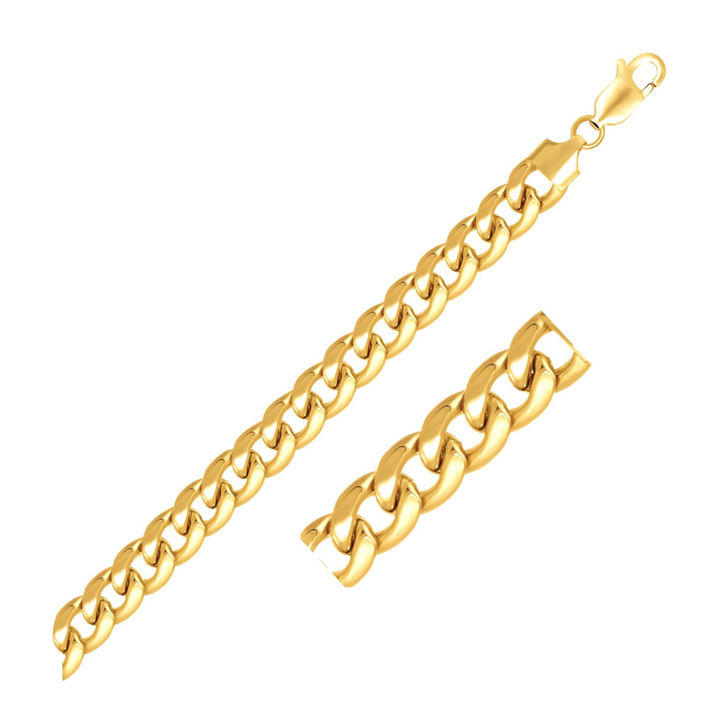 14k yellow gold Miami Cuban bracelet, 8.00 mm, featuring contemporary round links for a luxurious statement.