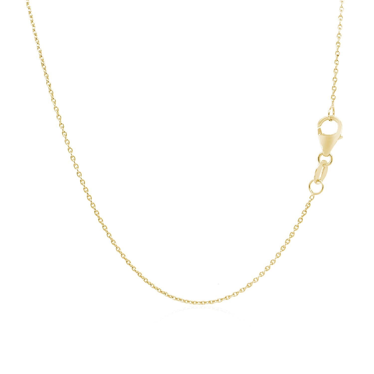 Elegant 18k yellow gold round cable link chain, showcasing a refined design with a luxurious shine.