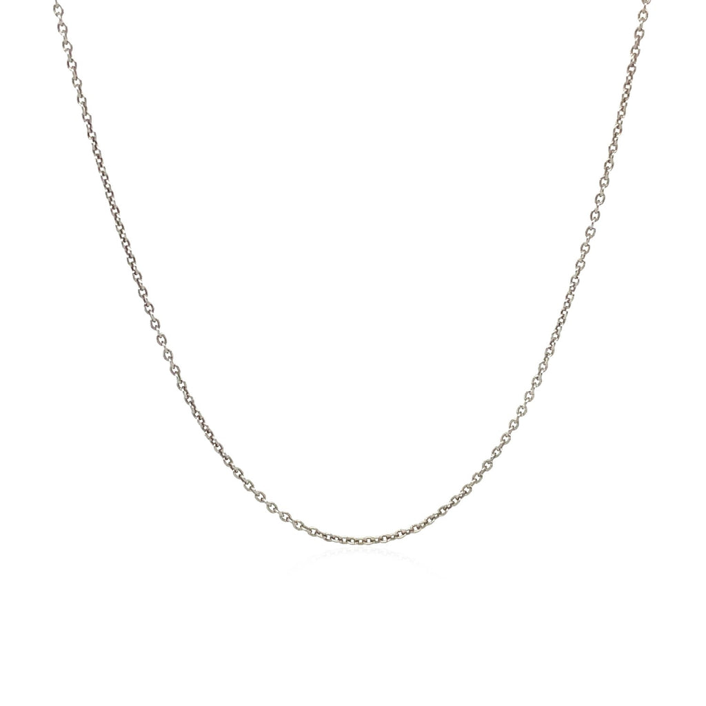 14k white gold round cable link chain with modern design, showcasing elegant craftsmanship and timeless sophistication.