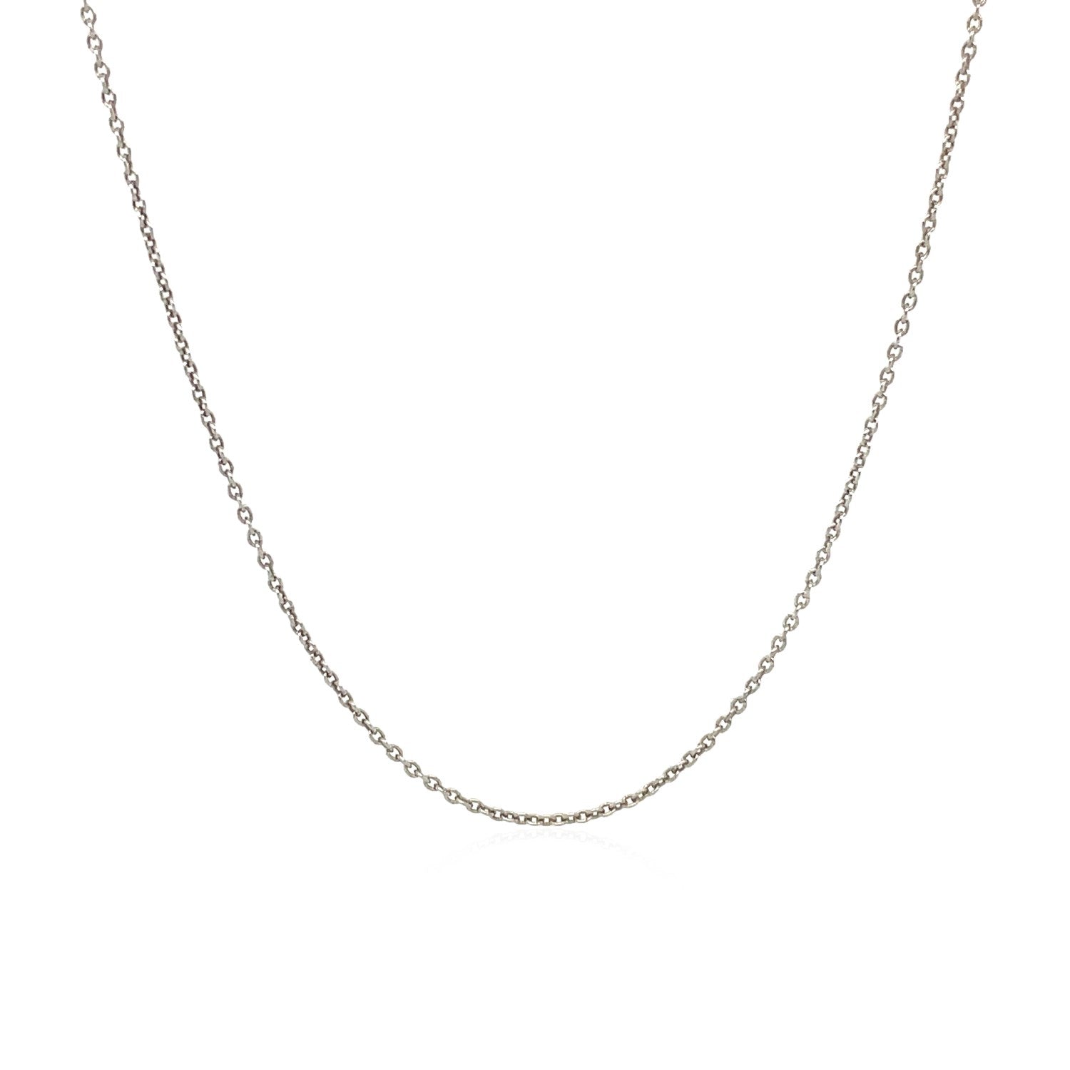 14k white gold round cable link chain with modern design, showcasing elegant craftsmanship and timeless sophistication.