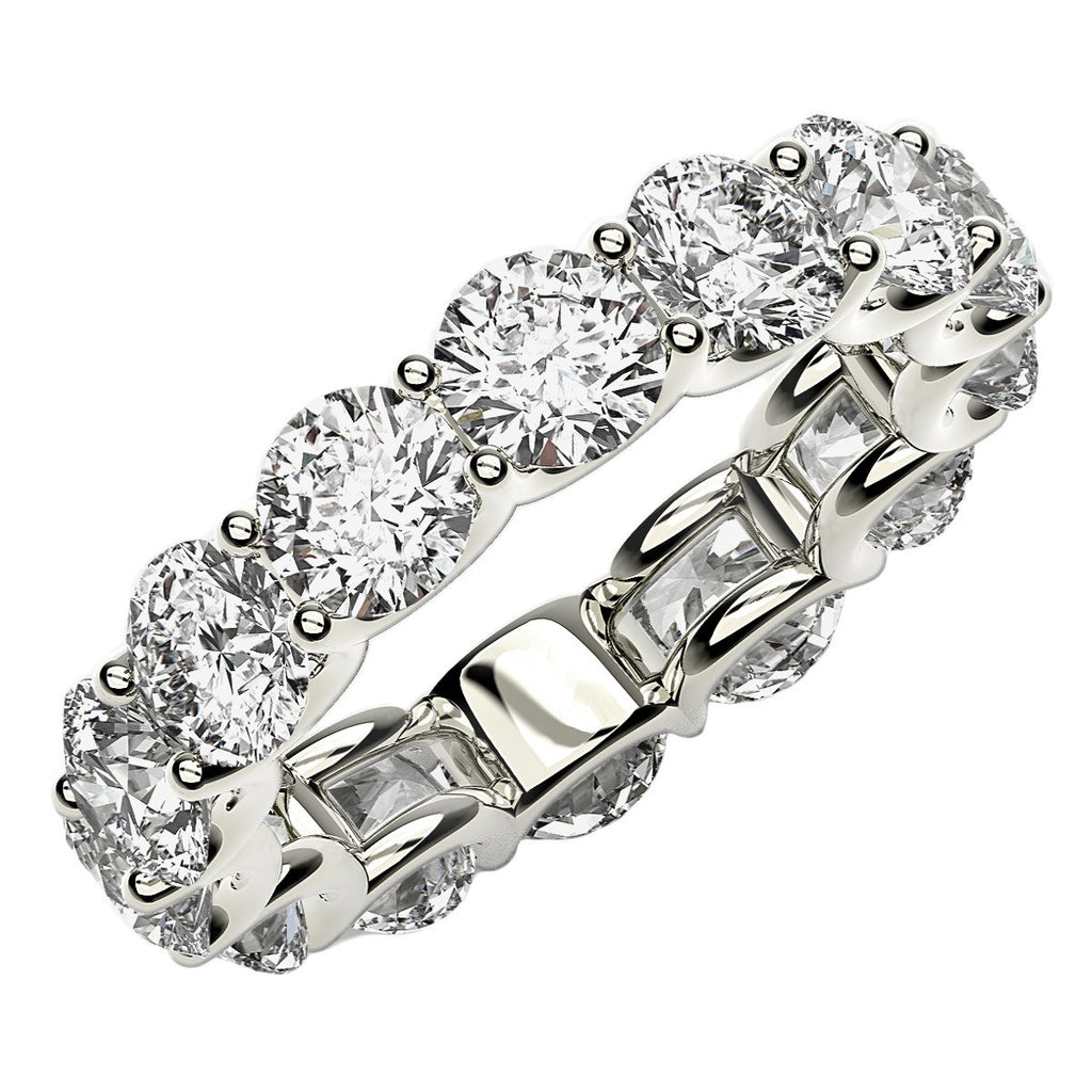 Round cut lab-grown diamond eternity ring in 14k white gold, showcasing contemporary elegance and timeless brilliance.