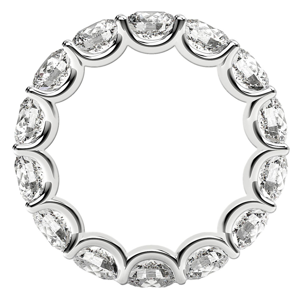 Round cut lab-grown diamond eternity ring in 14k white gold, showcasing contemporary elegance and timeless brilliance.