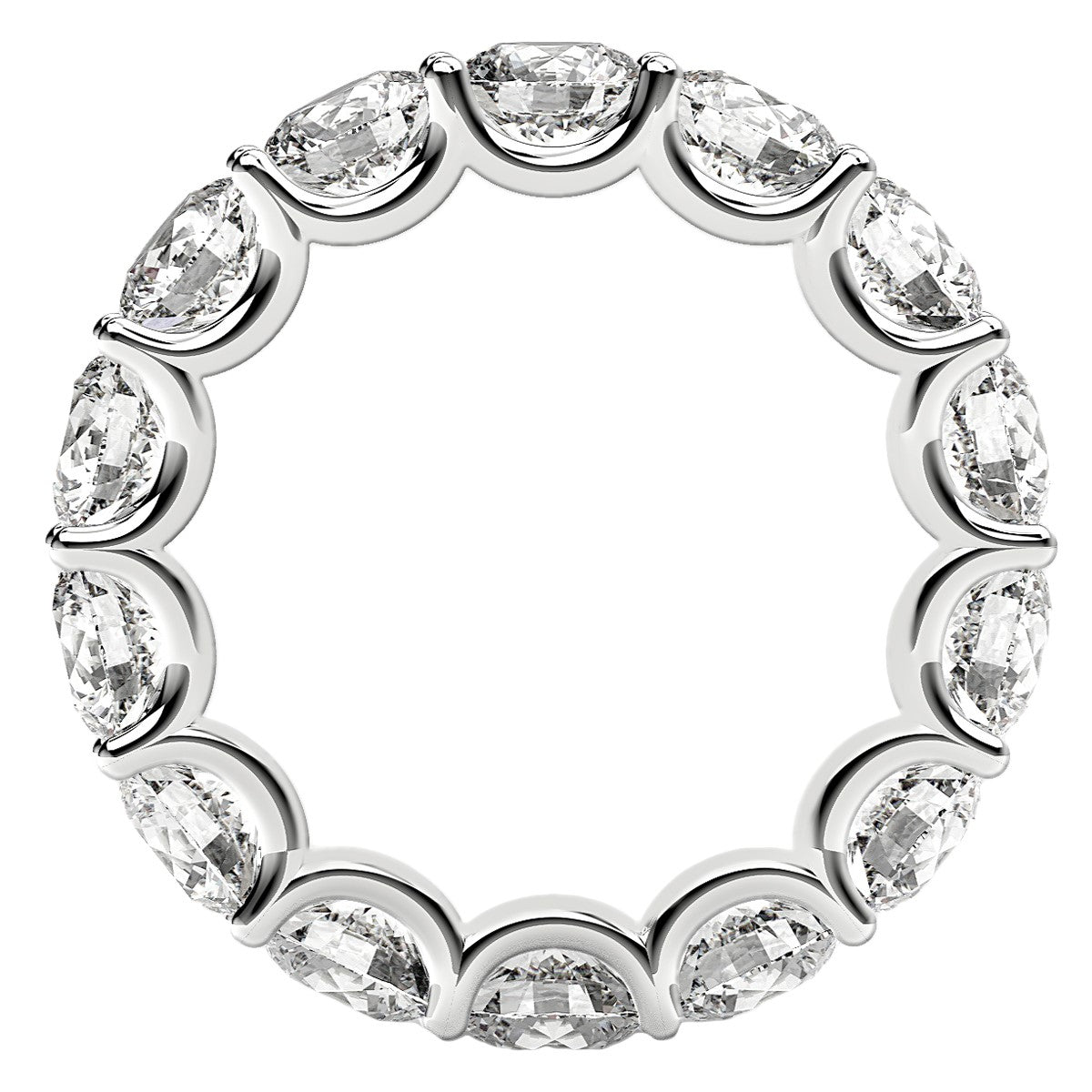 Round cut lab-grown diamond eternity ring in 14k white gold, showcasing contemporary elegance and timeless brilliance.