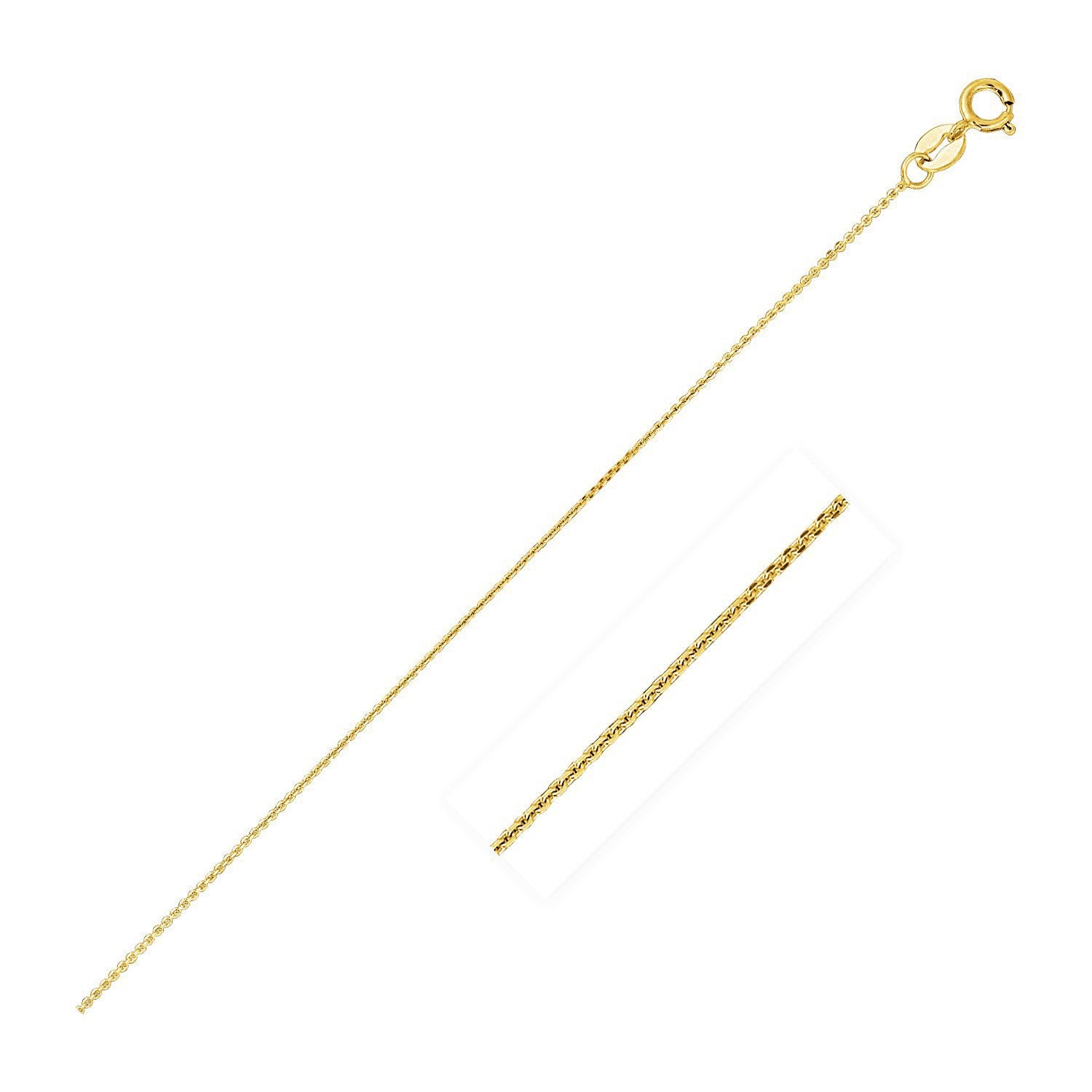 14k yellow gold diamond cut cable link chain, modern design, featuring elegant links for a luxurious touch.