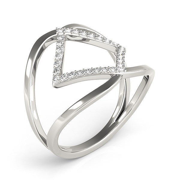14k white gold interlaced design diamond ring featuring 1/5 cttw of sparkling diamonds in a contemporary style.