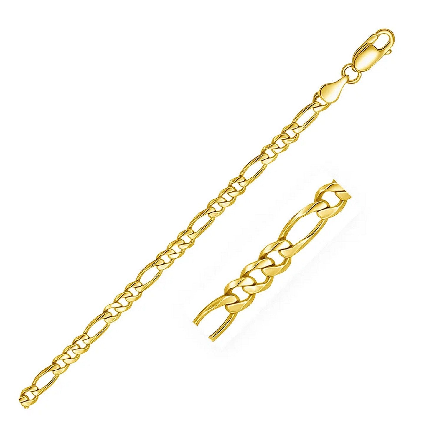 14k yellow gold Figaro bracelet featuring elegant link design, perfect for contemporary luxury styling.