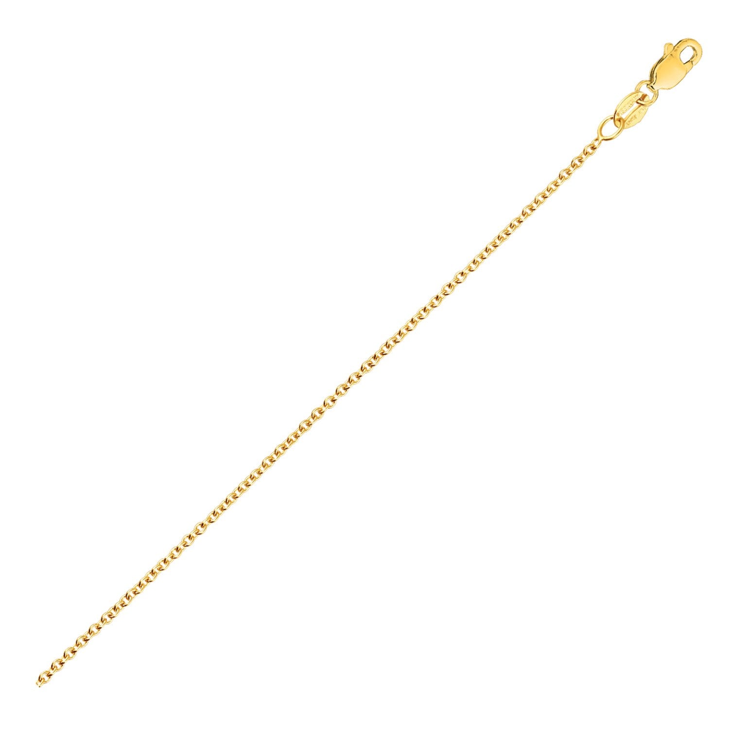 14k yellow gold round cable link chain, contemporary design, 2.4 mm width, perfect for layering or standalone elegance.