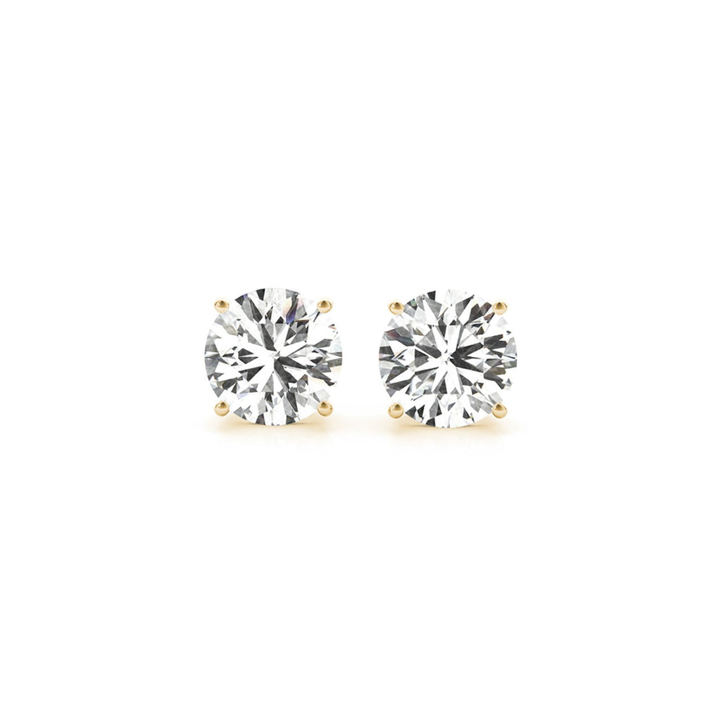 14k yellow gold stud earrings featuring 3 cttw certified IGI lab-grown diamonds in a modern round design.