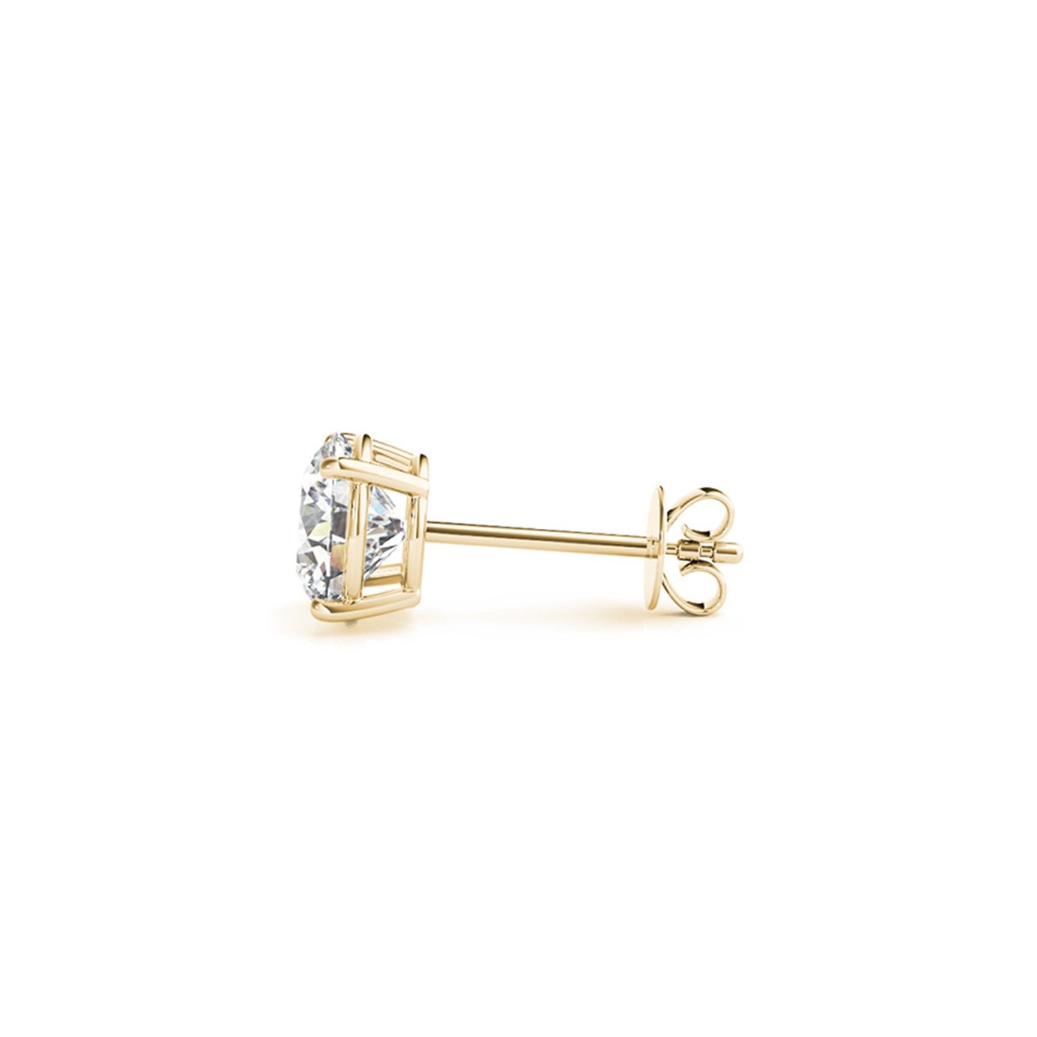 14k yellow gold stud earrings featuring 3 cttw certified IGI lab-grown diamonds in a modern round design.