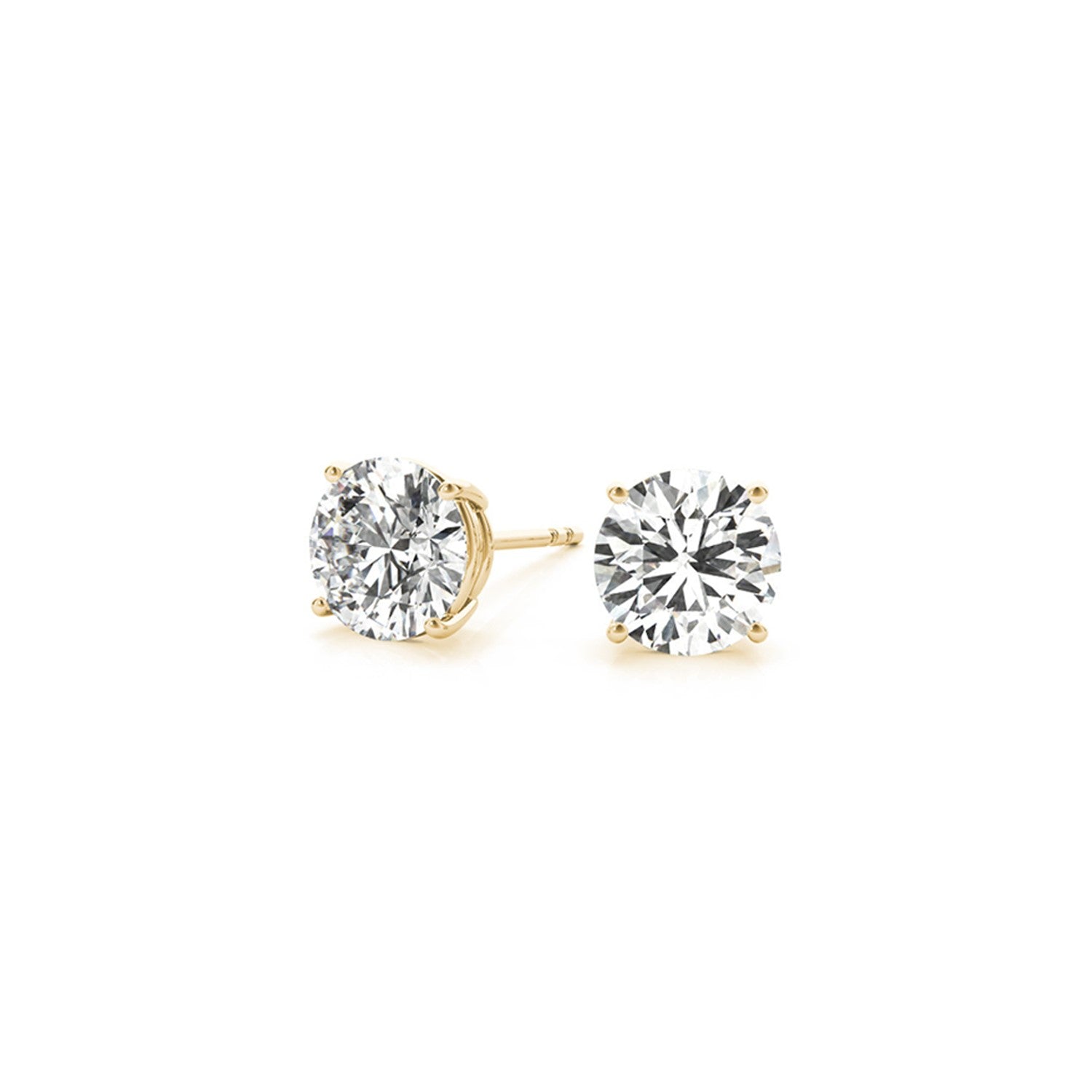 14k yellow gold stud earrings featuring 3 cttw certified IGI lab-grown diamonds in a modern round design.