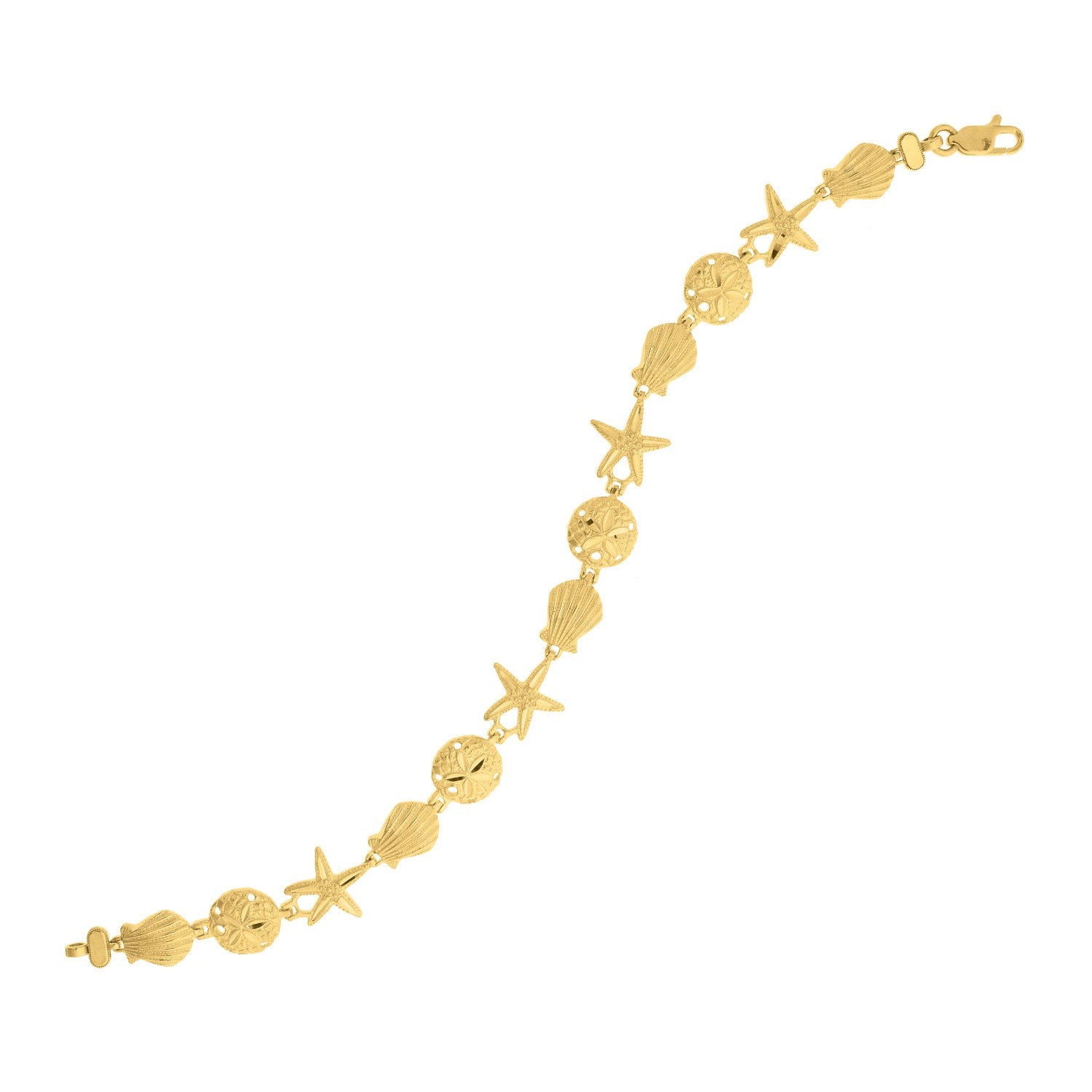 Elegant 14k yellow gold chain link bracelet inspired by the beauty of sea life, perfect for any luxury jewelry collection.
