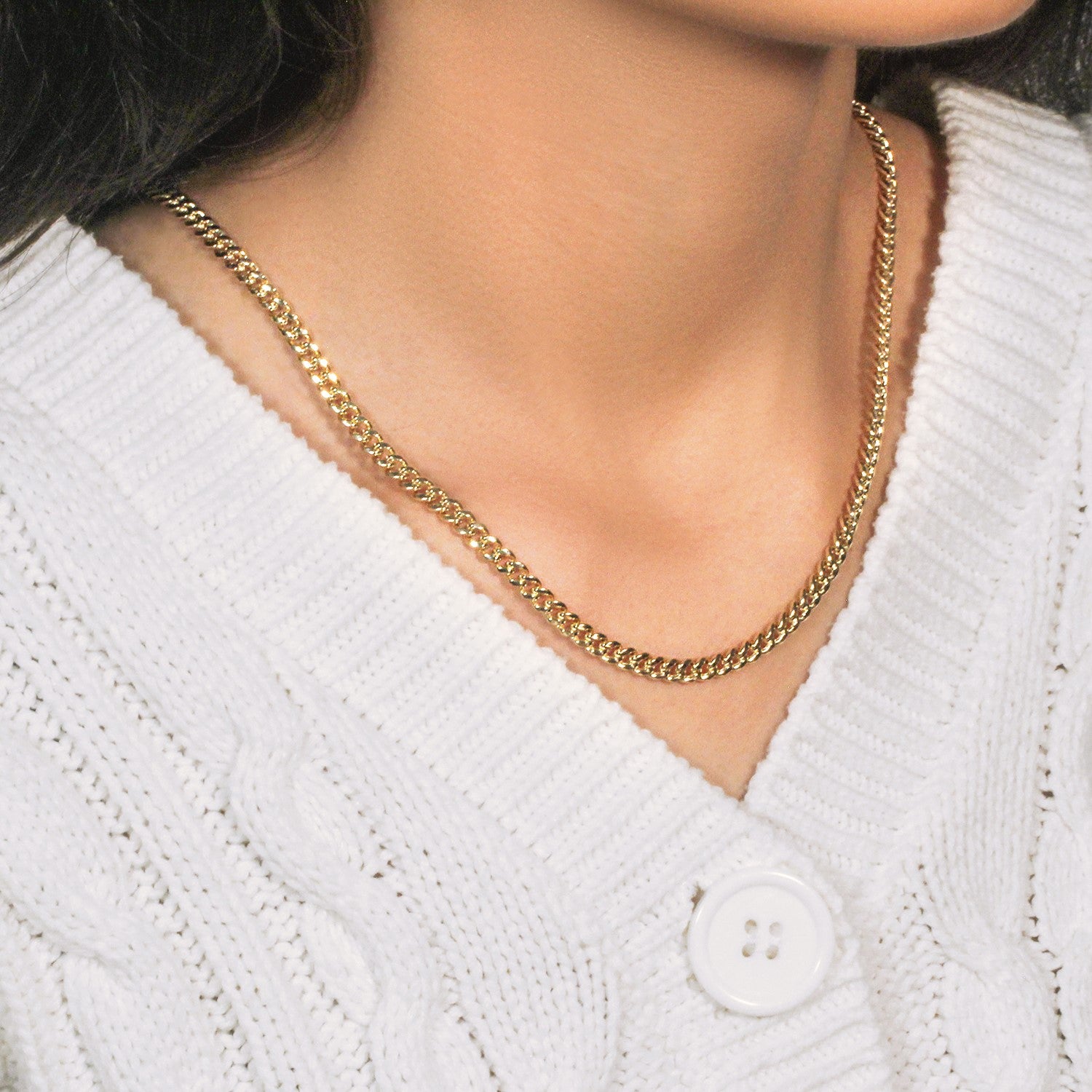 14k yellow gold semi-solid Miami Cuban chain, 4.50 mm, classic round design, perfect for luxury layering.