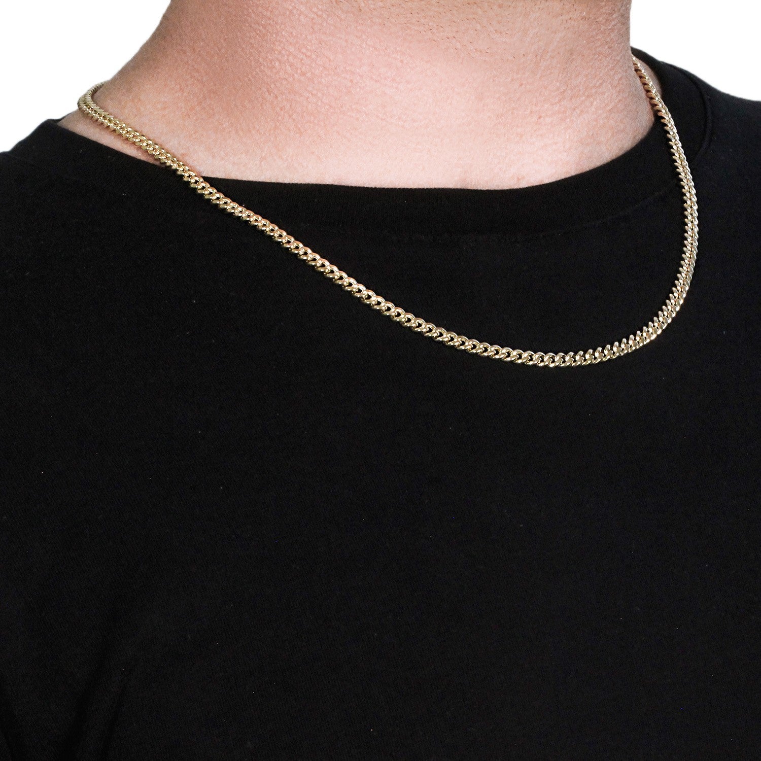 14k yellow gold semi-solid Miami Cuban chain, 4.50 mm, featuring a classic round design for timeless elegance.