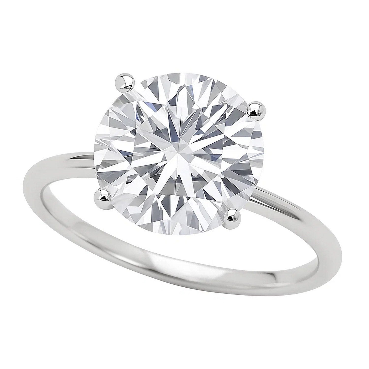 5 carat round lab-grown diamond solitaire ring in elegant 10K white gold, showcasing modern luxury and timeless design.