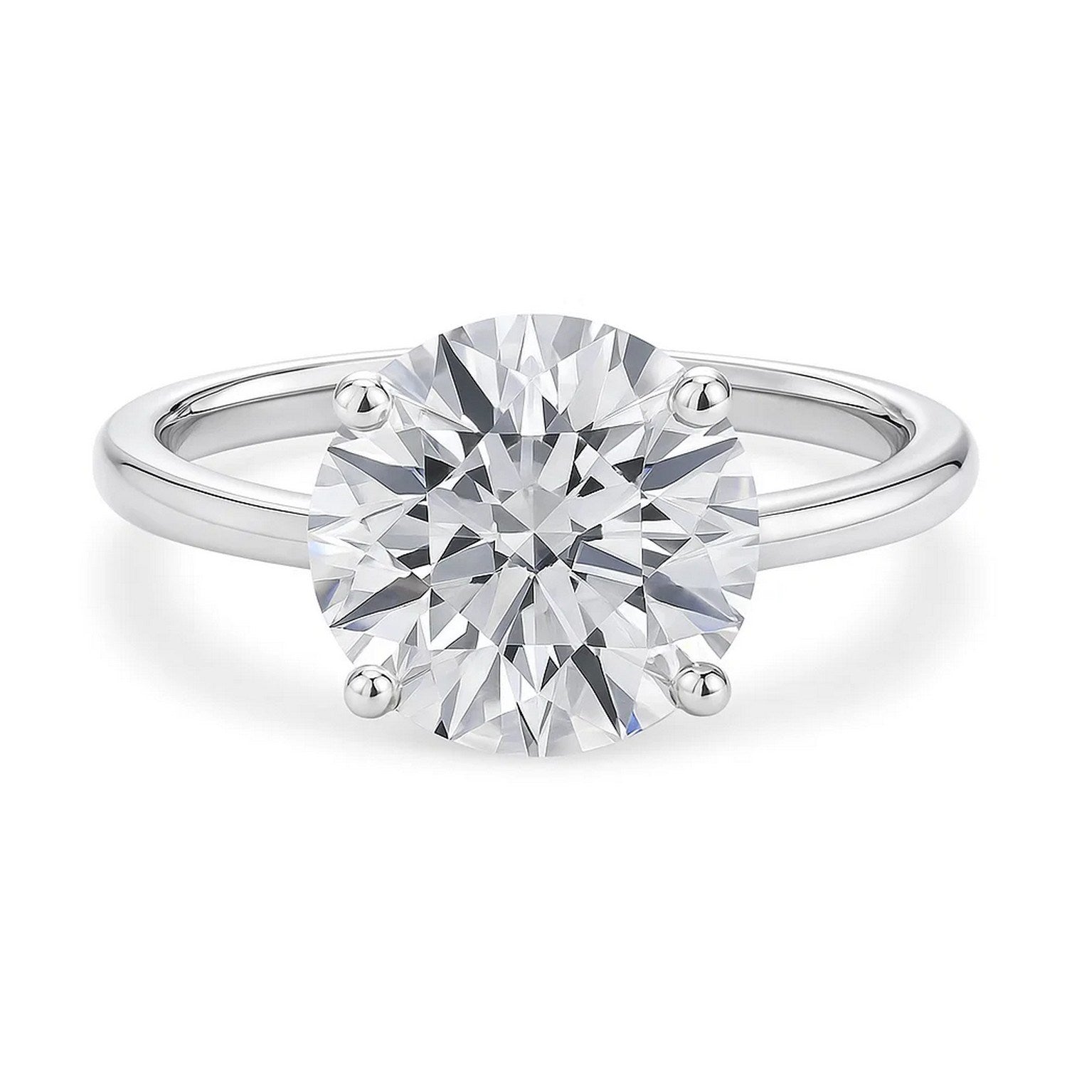 5 carat round lab-grown diamond solitaire ring in 10K white gold, showcasing modern elegance and timeless luxury.