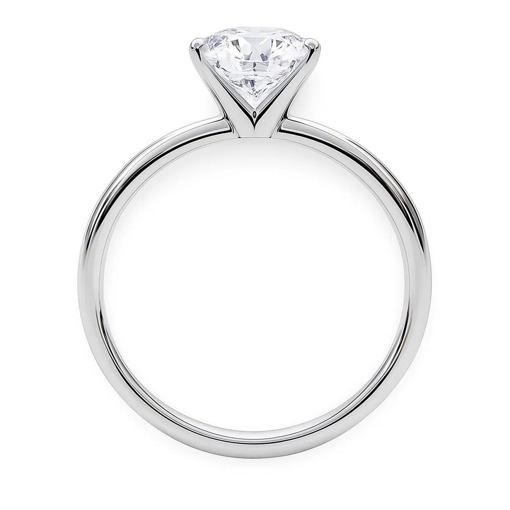 5 carat round lab-grown diamond solitaire ring in 14k white gold, showcasing timeless elegance and classic design.