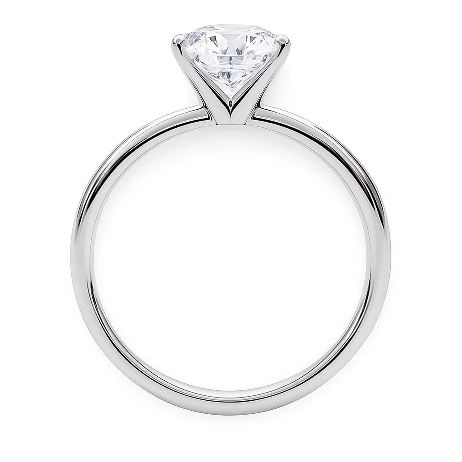 5 carat round lab-grown diamond solitaire ring in 14k white gold, showcasing timeless elegance and classic design.