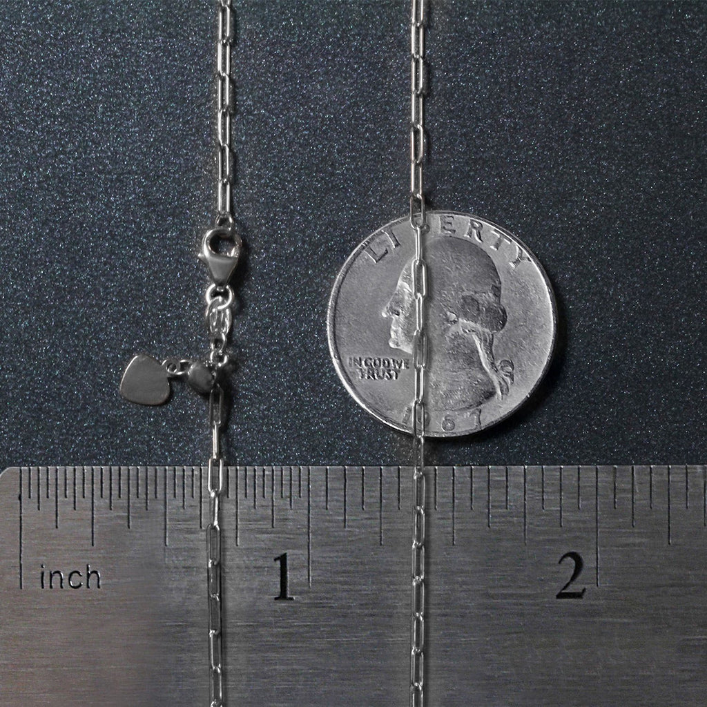 14k white gold adjustable paperclip chain with modern links, perfect for layering or standalone elegance.