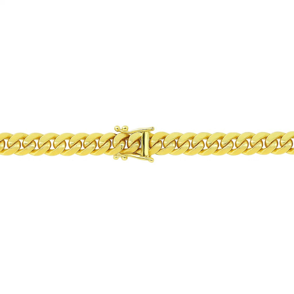 14k yellow gold classic Miami Cuban bracelet, 8.20 mm, featuring elegant link design for timeless luxury.