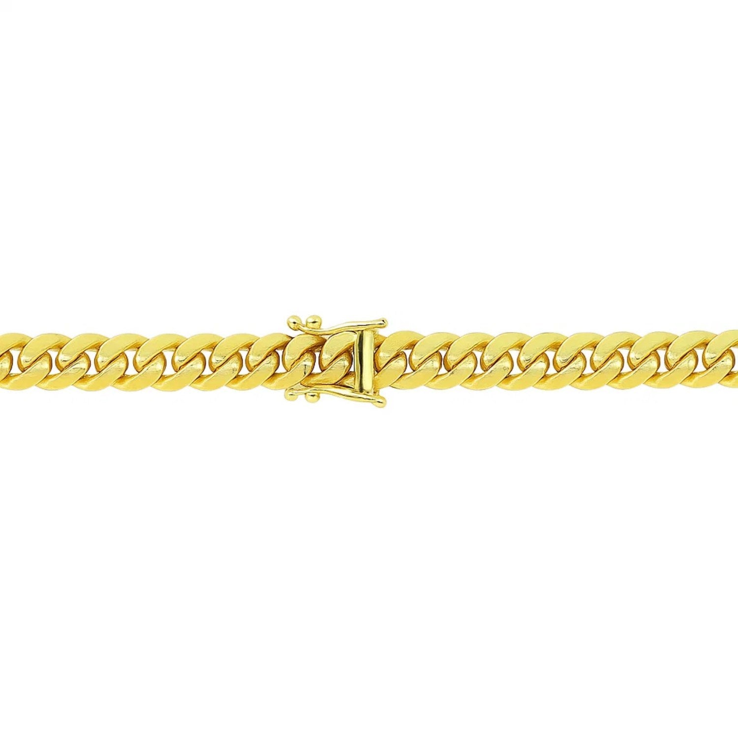 14k yellow gold classic Miami Cuban bracelet, 8.20 mm, featuring elegant link design for timeless luxury.