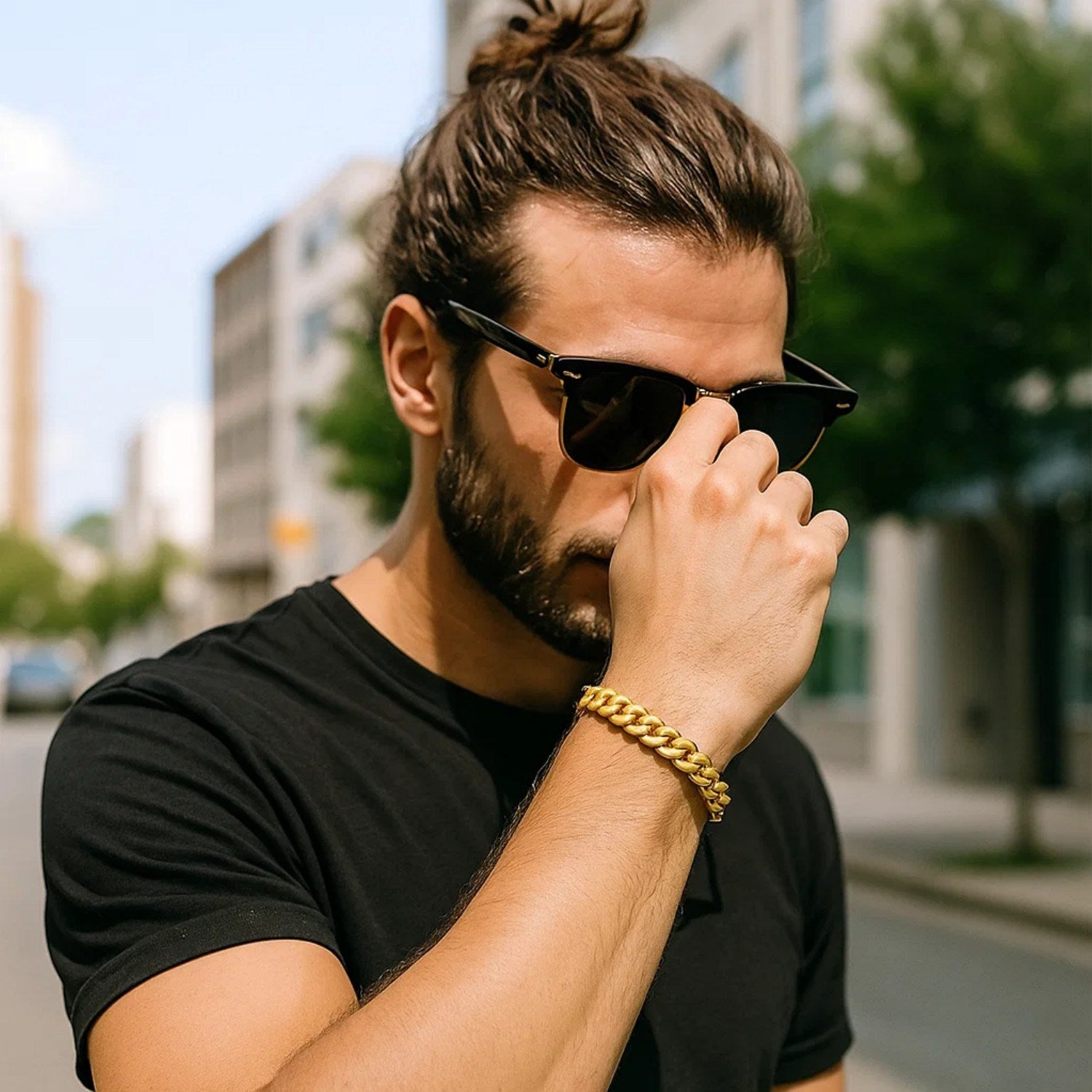 14k yellow gold classic Miami Cuban bracelet featuring solid links, elegant design, and timeless luxury appeal.