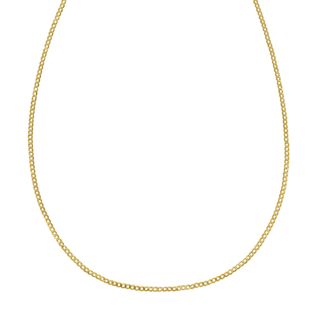14k yellow gold solid curb chain featuring modern links, perfect for layering or as a statement piece.