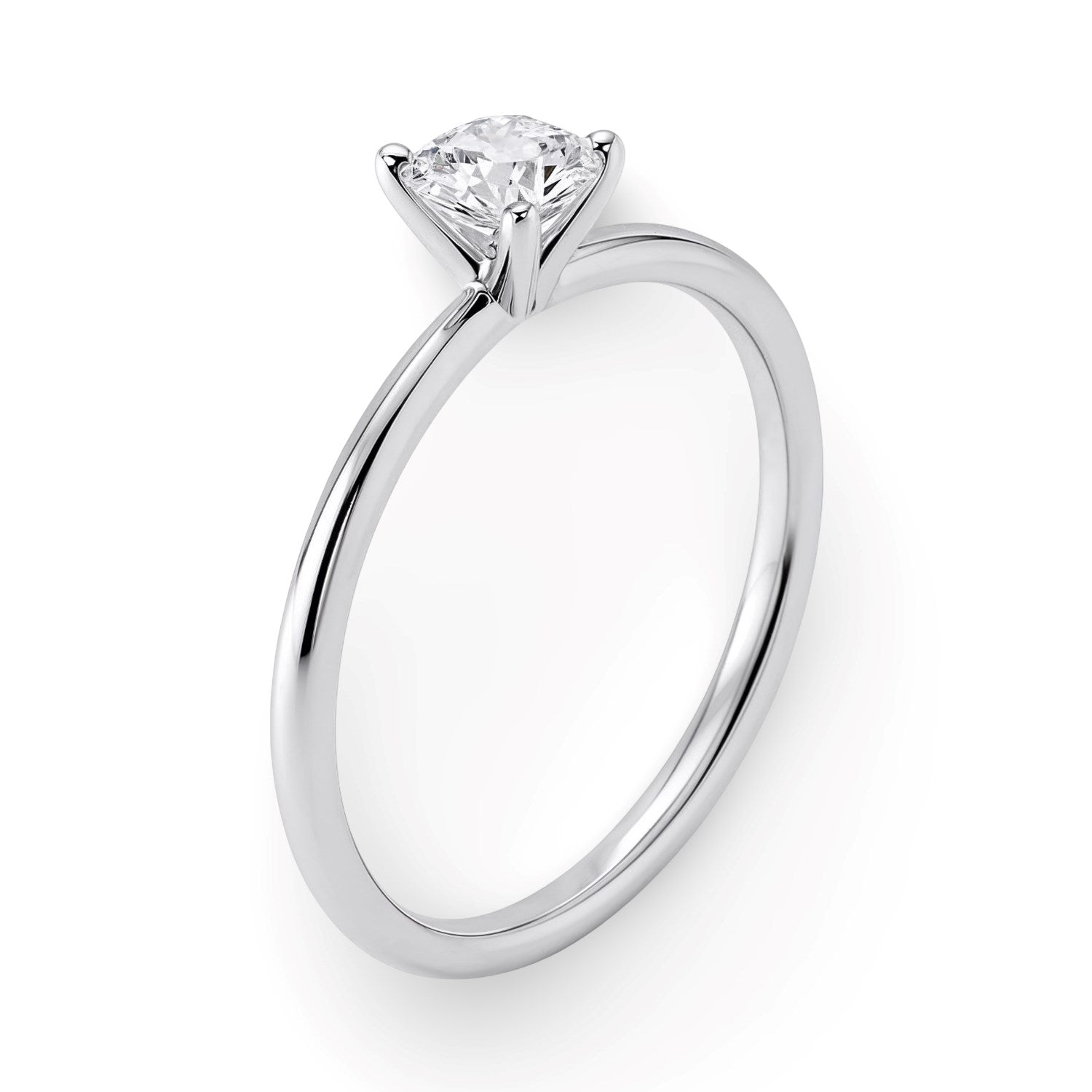 3/4 carat round lab-grown diamond solitaire ring in polished sterling silver, showcasing modern elegance and timeless beauty.