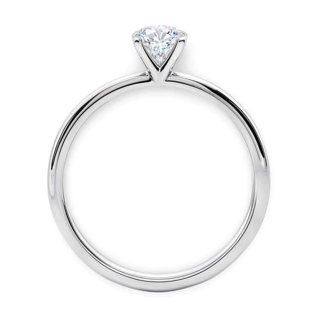 3/4 carat round lab-grown diamond solitaire ring in polished sterling silver, showcasing modern elegance and timeless beauty.