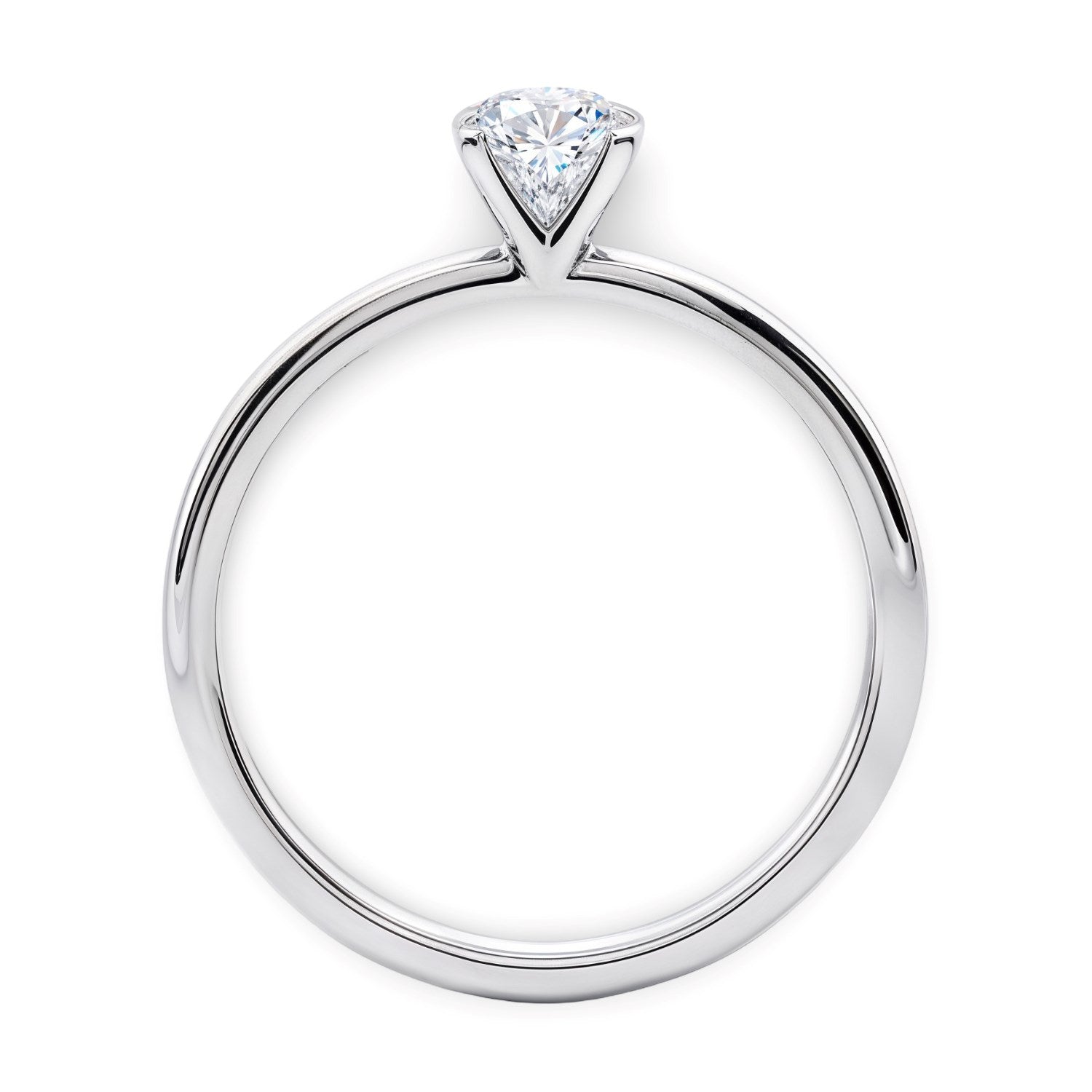 3/4 carat round lab-grown diamond solitaire ring in polished sterling silver, showcasing modern elegance and timeless beauty.
