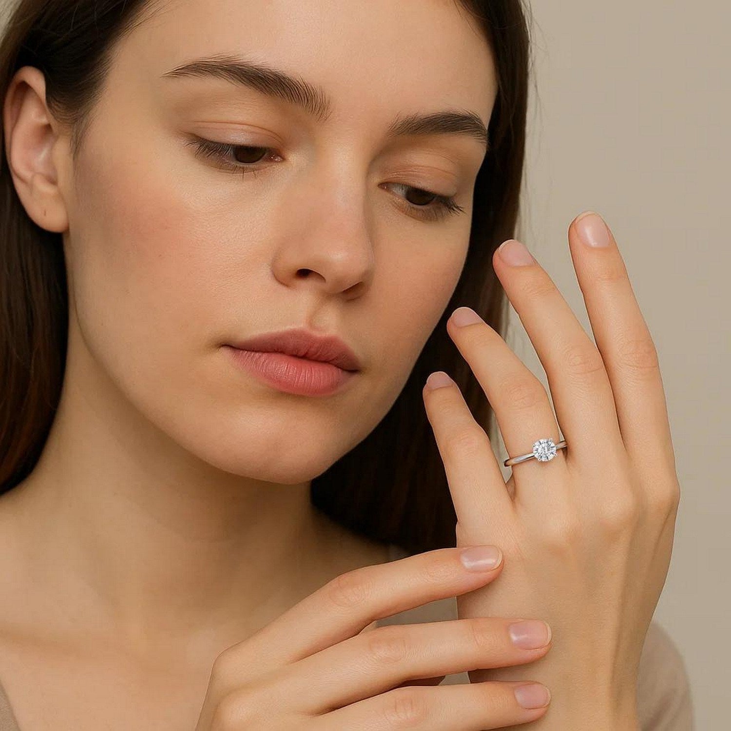 3/4 carat round lab-grown diamond solitaire ring in polished sterling silver, showcasing modern elegance and timeless beauty.