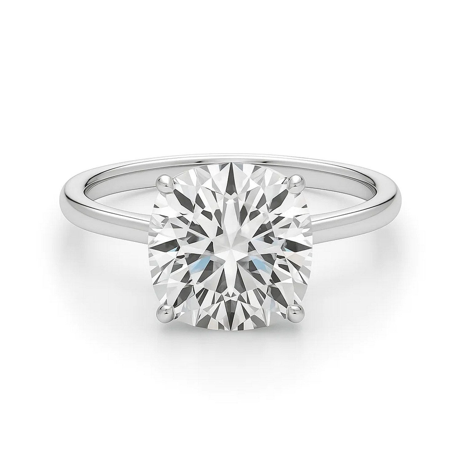 Elegant 5 carat cushion cut diamond solitaire ring in 14k white gold, showcasing timeless luxury and sophistication.