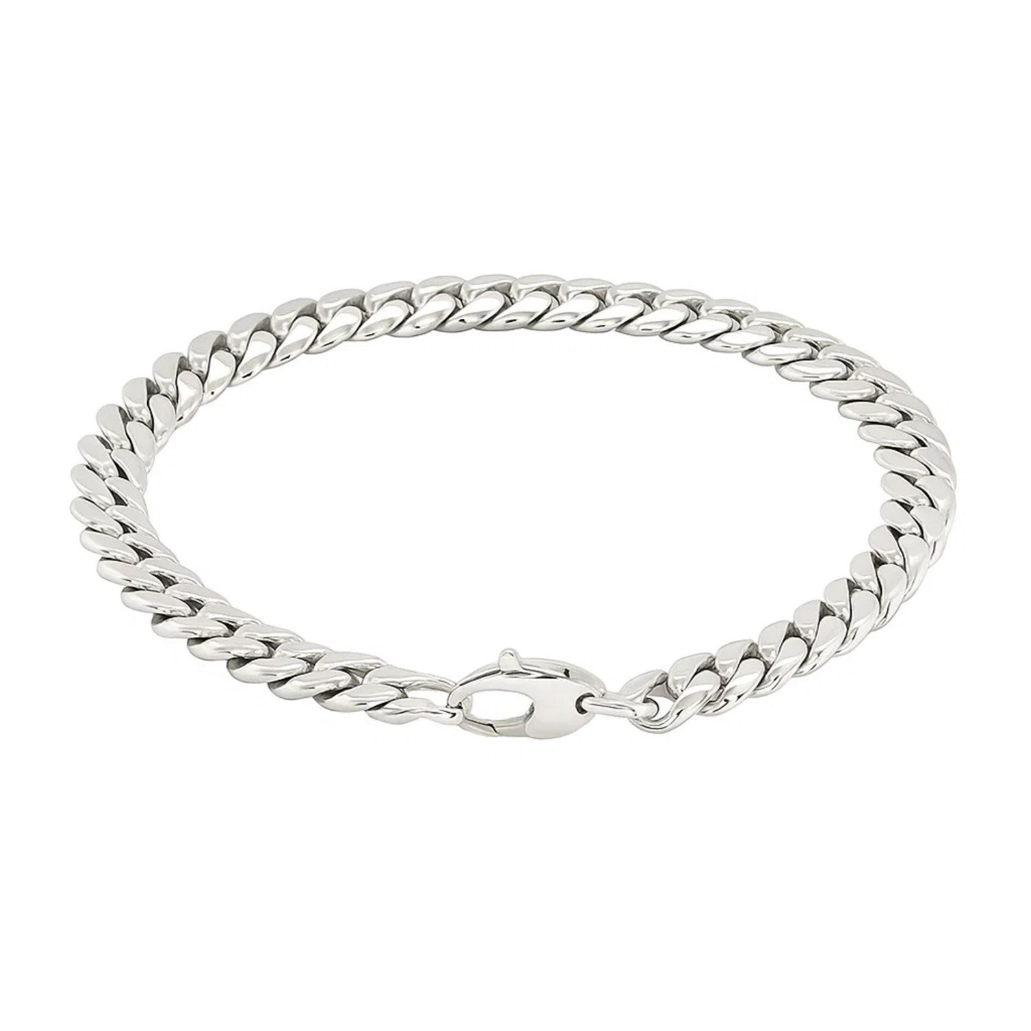 Elegant 14k white gold Cuban link bracelet showcasing a refined 5.90 mm design, perfect for luxury jewelry lovers.