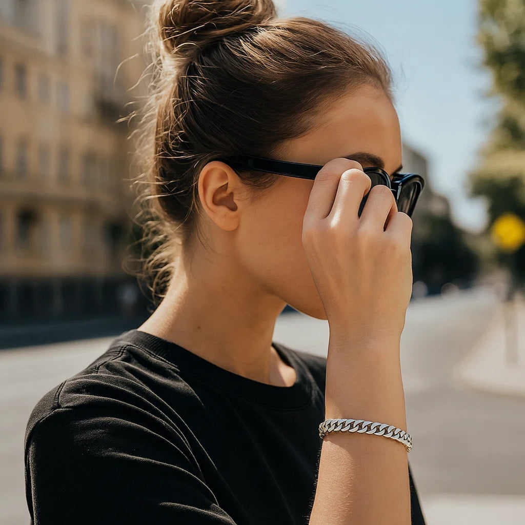 Elegant 14k white gold Cuban link bracelet showcasing a sleek 5.90 mm design for a timeless luxury statement.
