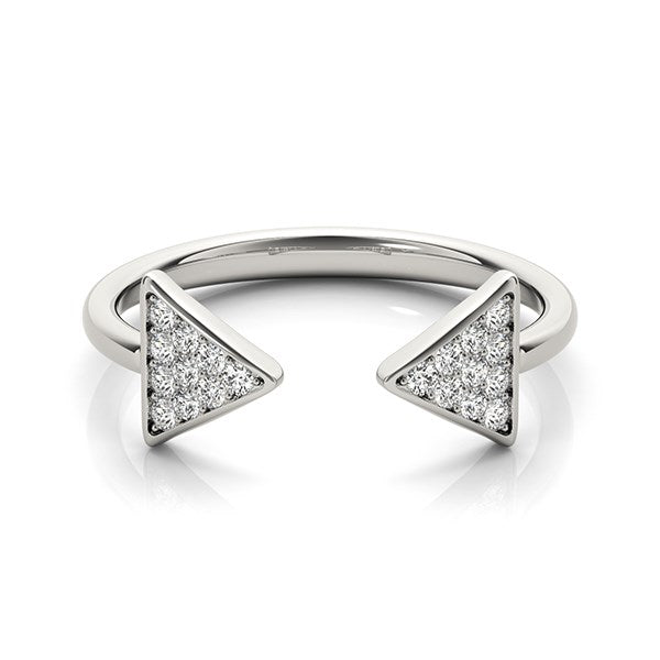 14k white gold diamond arrowhead open ring showcasing modern elegance with 1/5 cttw sparkling diamonds.