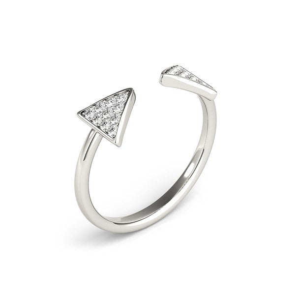 14k white gold diamond arrowhead open ring showcasing modern elegance with 1/5 cttw sparkling diamonds.