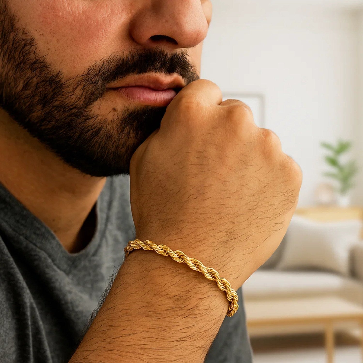 10k yellow gold solid diamond cut rope bracelet, 5.00 mm, showcasing elegant luxury design and exquisite craftsmanship.