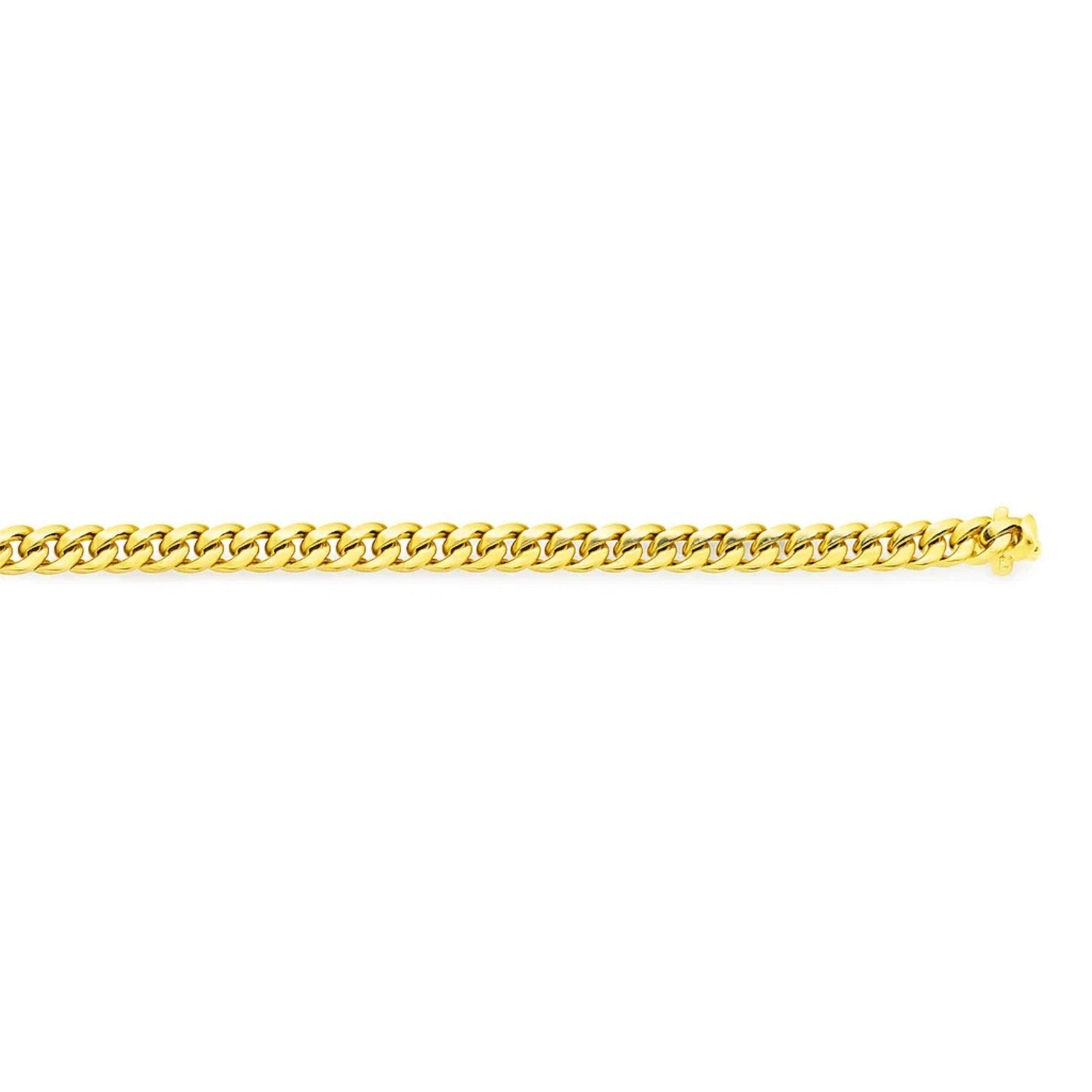 14k yellow gold classic Miami Cuban bracelet with round links, showcasing timeless elegance and luxurious craftsmanship.