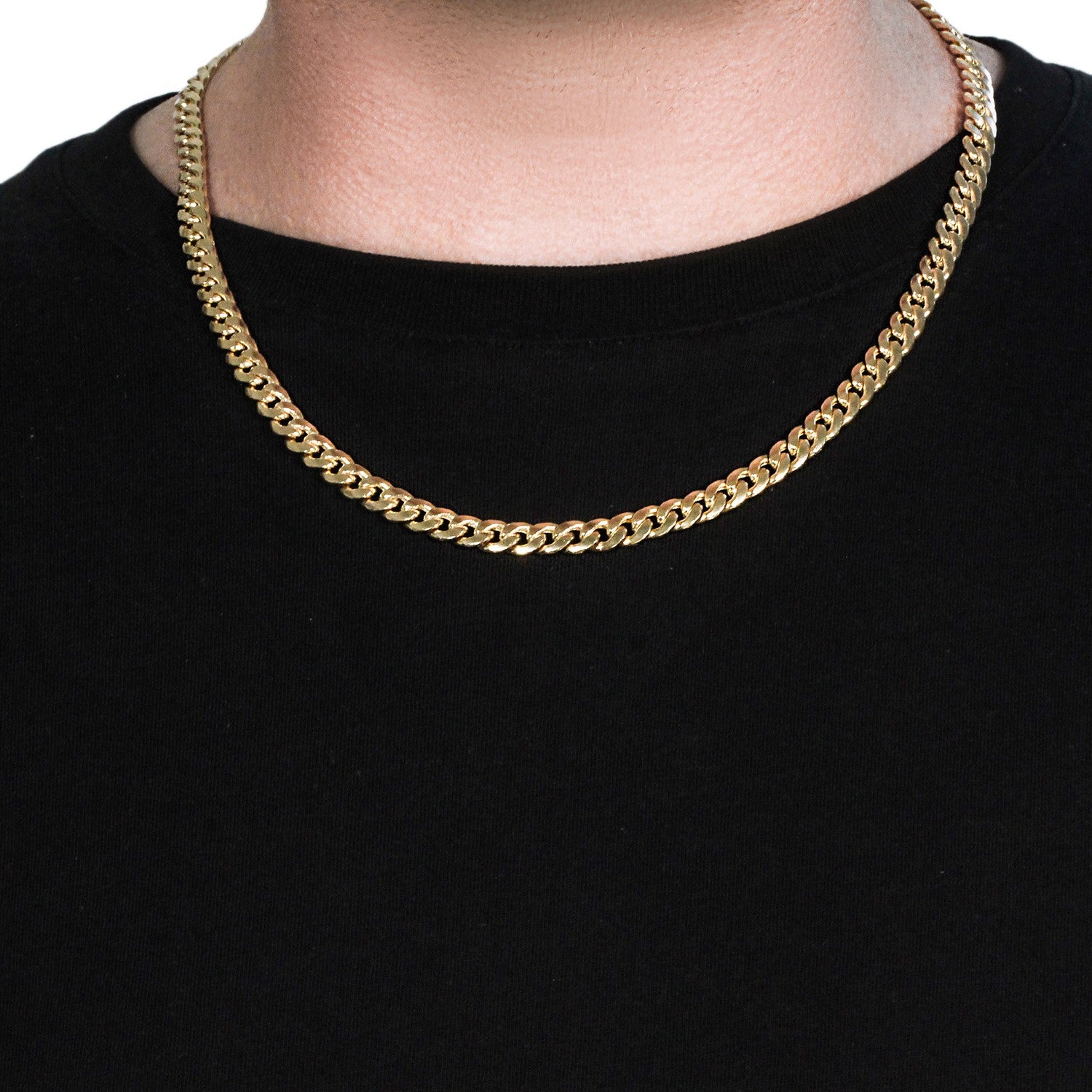 14k gult guld Miami kubansk halvfast kedja (7,00 mm)