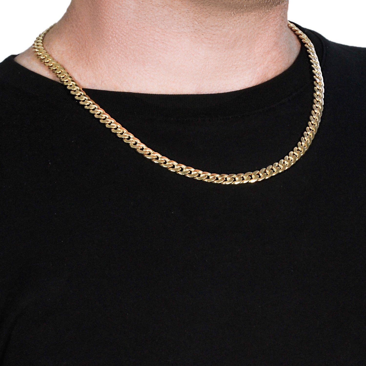 14k gult guld Miami kubansk halvfast kedja (7,00 mm)