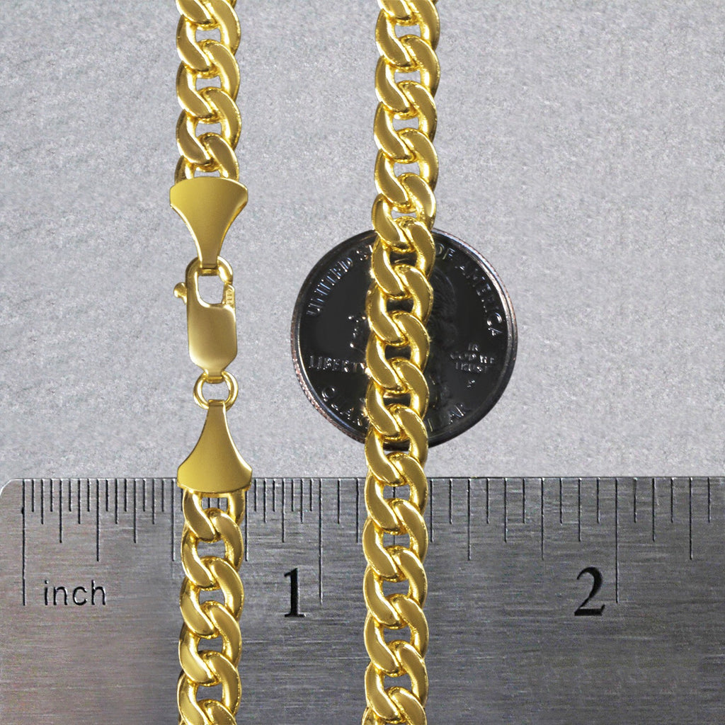 14k yellow gold Miami Cuban semi-solid chain, 7.00 mm, modern round design for a luxurious statement look.