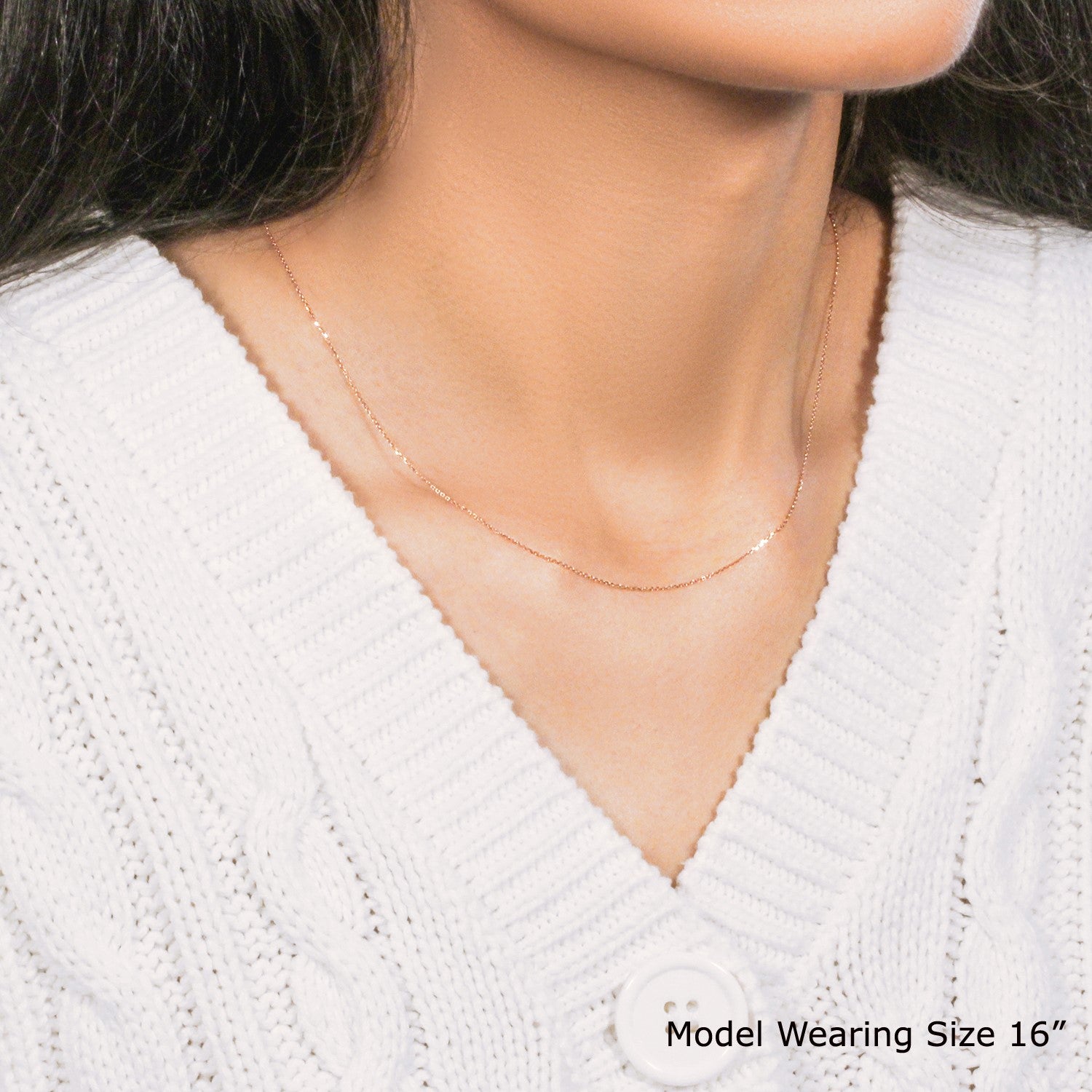 14k rose gold diamond cut cable link chain, modern design, elegant 0.68 mm links for a luxurious touch.