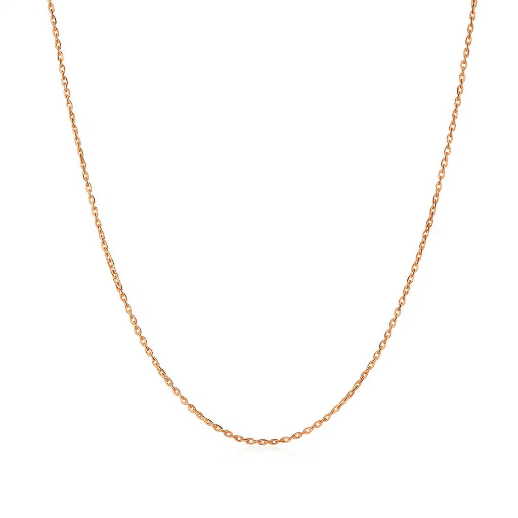 14k rose gold diamond cut cable link chain with modern design, showcasing elegant interlocking links.