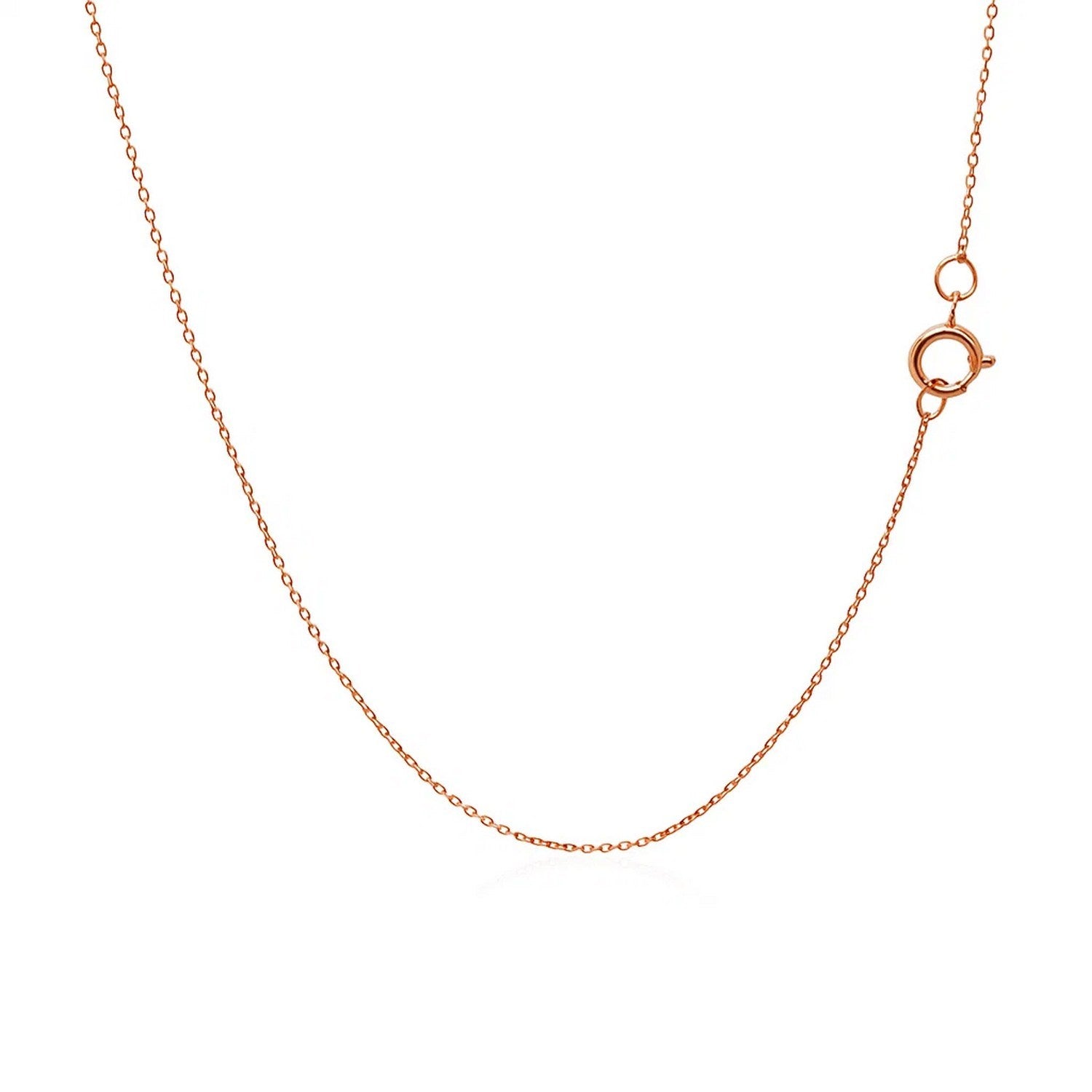 14k rose gold diamond cut cable link chain showcasing modern elegance and intricate craftsmanship.