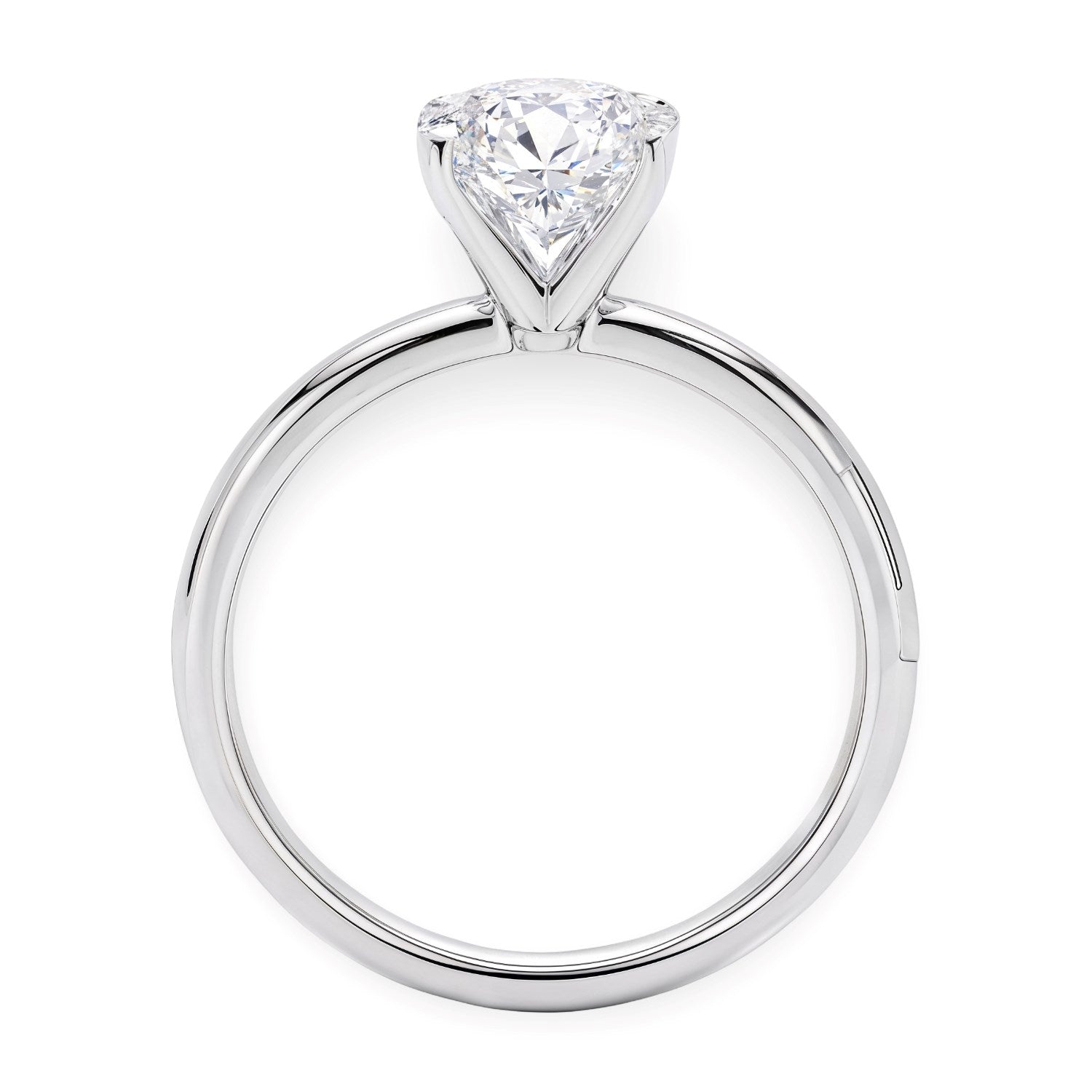 14k white gold solitaire ring featuring a stunning 2 carat oval lab-grown diamond in a classic design.